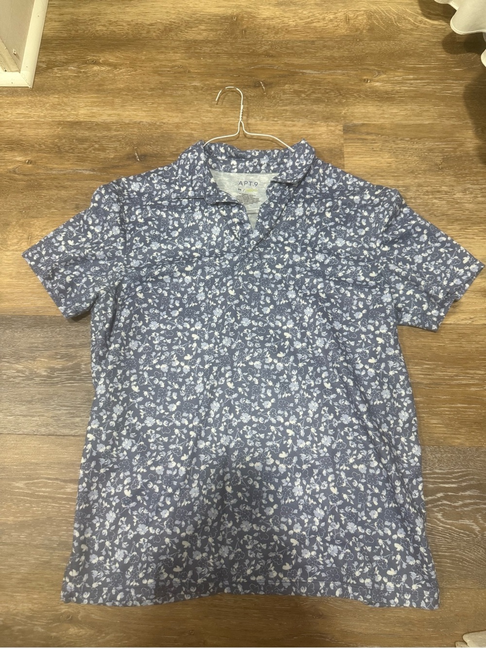 Apt. 9 Blue and White Floral Short-Sleeve Polo